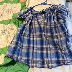 Blue tri color blouse